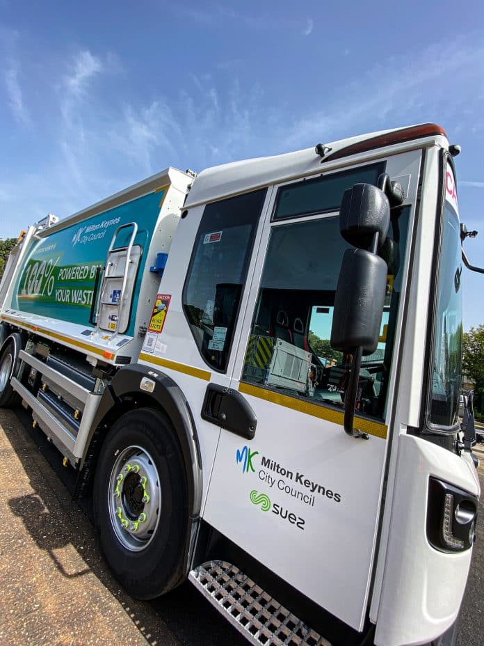 An eCollect electric refuse truck – part of Milton Keynes City Council’s new fleet for waste, grounds maintenance and street cleansing.