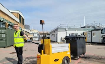 West Suffolk Hospital Staff Member Tugs Commercial Waste Bin