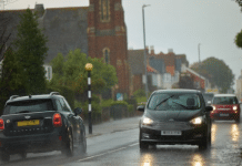 road in wet conditions