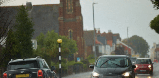 road in wet conditions